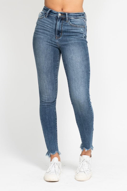 Judy Blue High Waist Skinny Jean w/Shark Bit Hem