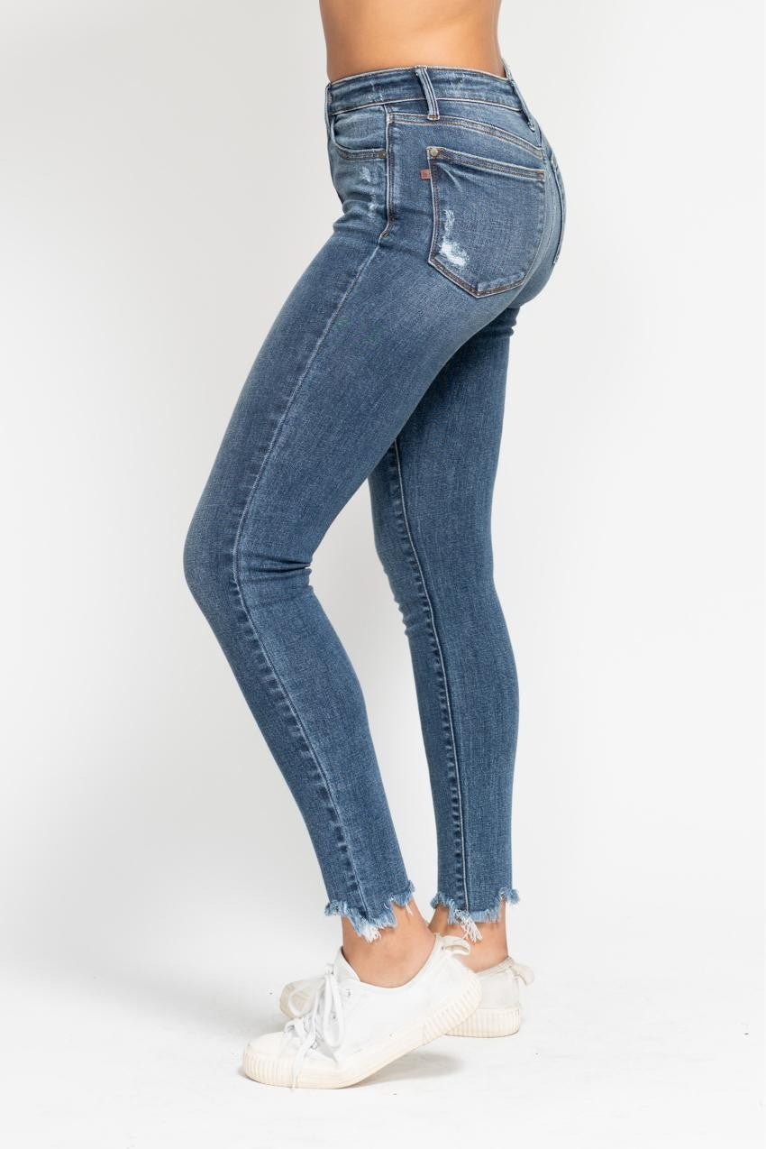 Judy Blue High Waist Skinny Jean w/Shark Bit Hem