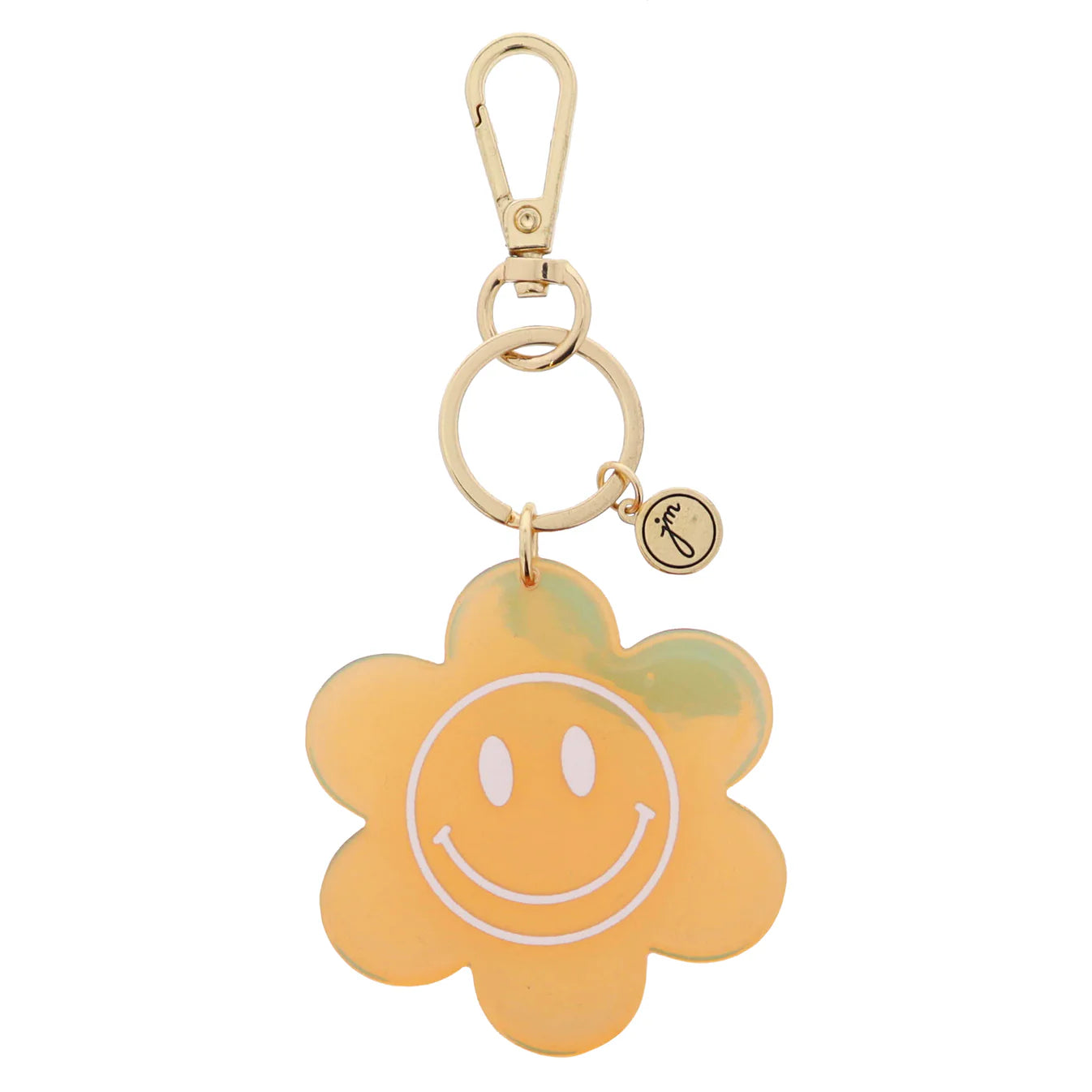 Iridescent Acrylic Happy Face Flower Keychain