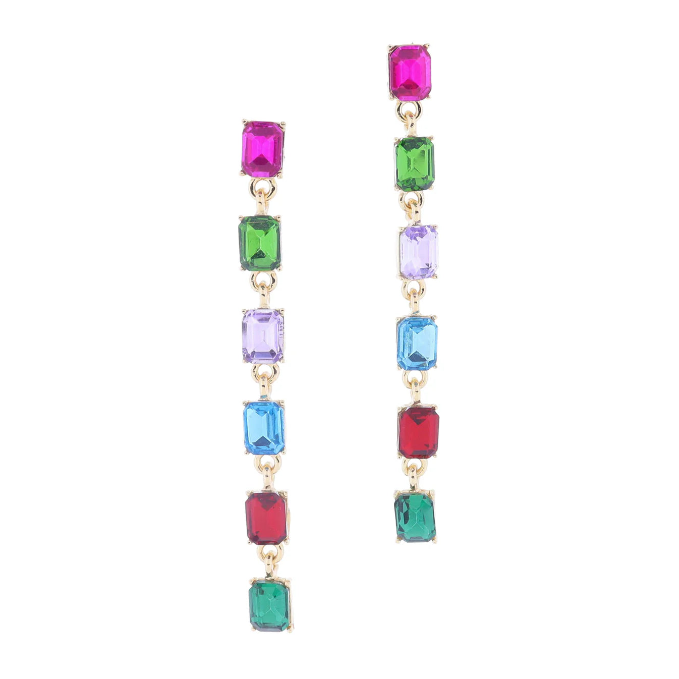 Multi Emerald Crystals Drop Earrings