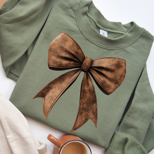 Leather Bow Sweatshirt