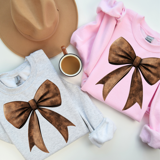 Leather Bow Sweatshirt