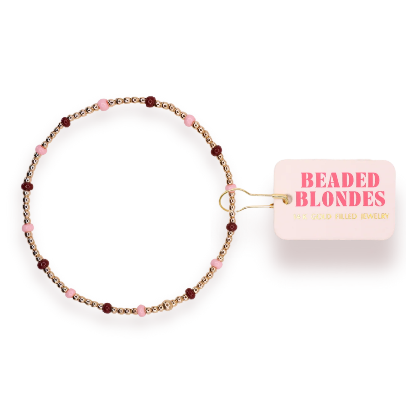 Beaded Blondes Penelope Bracelet: Light Pink & Maroon