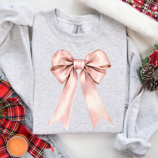 Pink Silk Bow Sweatshirt