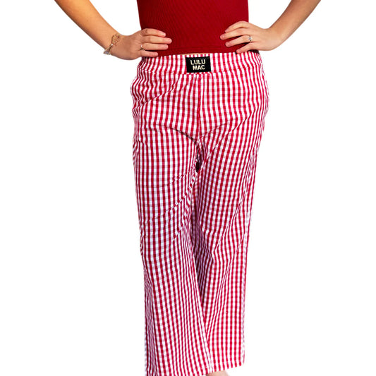 Lulu Mac Gingham Pant: Red