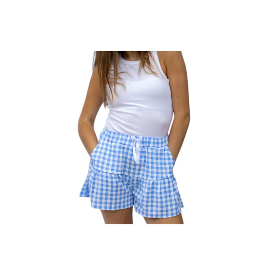 Lulu Mac Gingham Skort: Blue