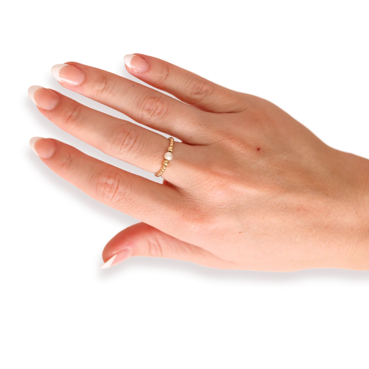 Beaded Blondes: Sutton Pearl Ring - Gold