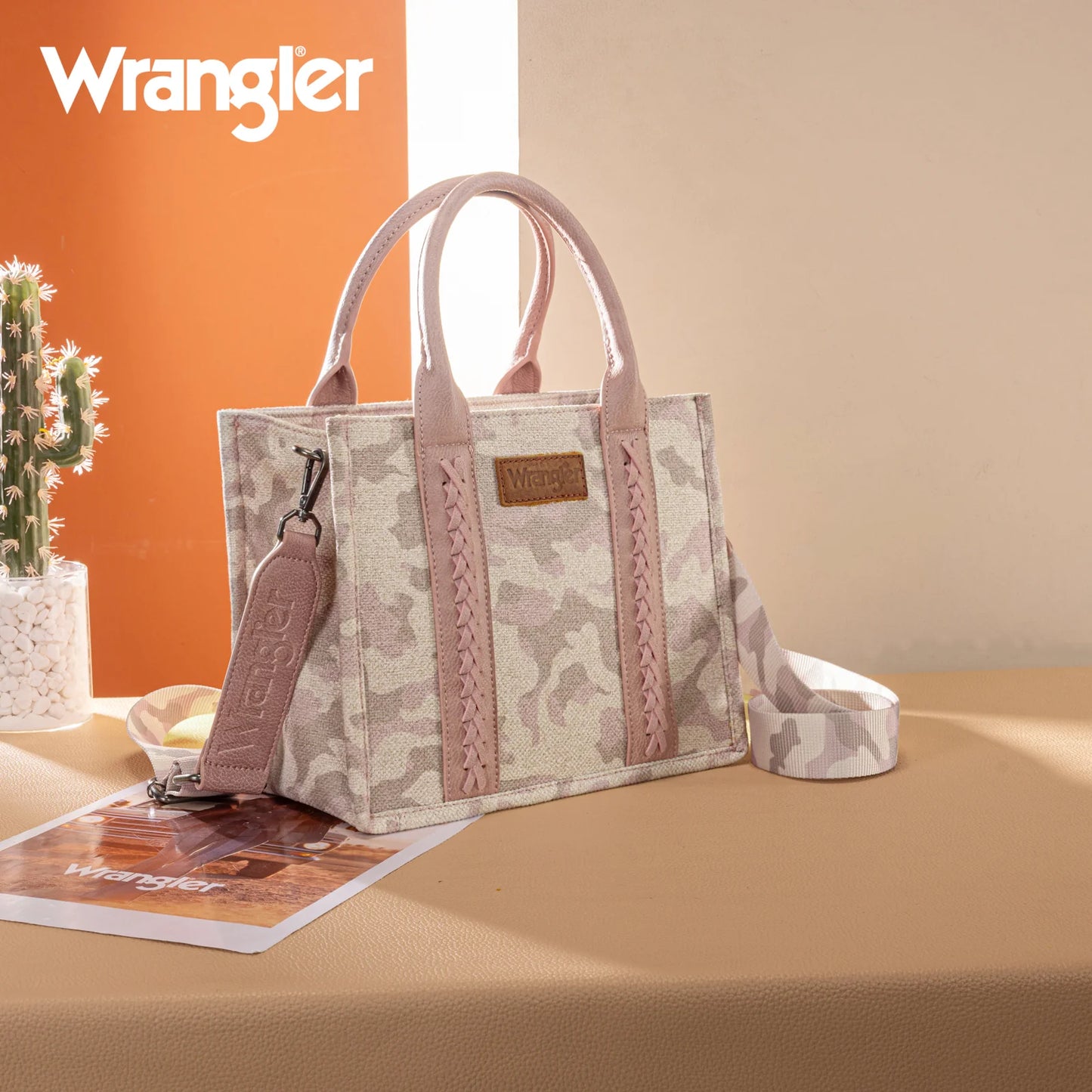 Wrangler Pink Camo Tote/Crossbody - Pink