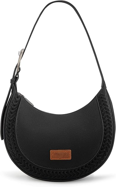 Wrangler Whipstitch Crescent Crossbody- Black