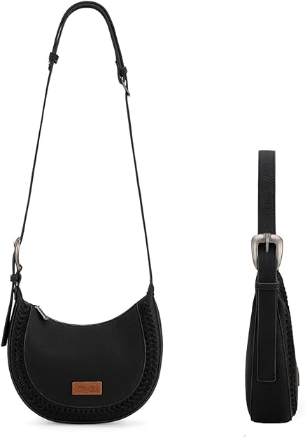 Wrangler Whipstitch Crescent Crossbody- Black