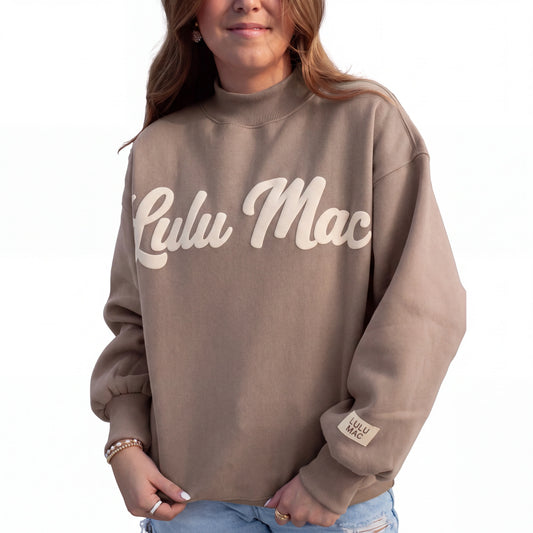 Lulu Mac Script Sweatshirt: Brown