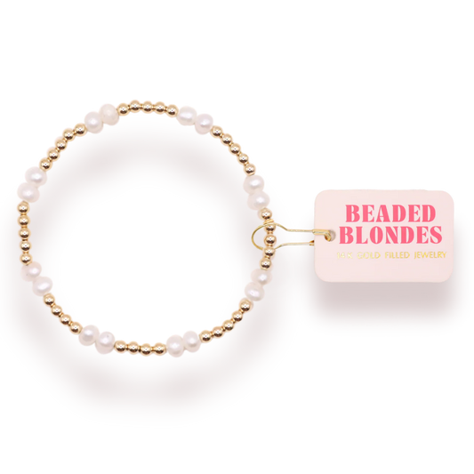Beaded Blondes: Coastal Pearl Bracelet - Gold