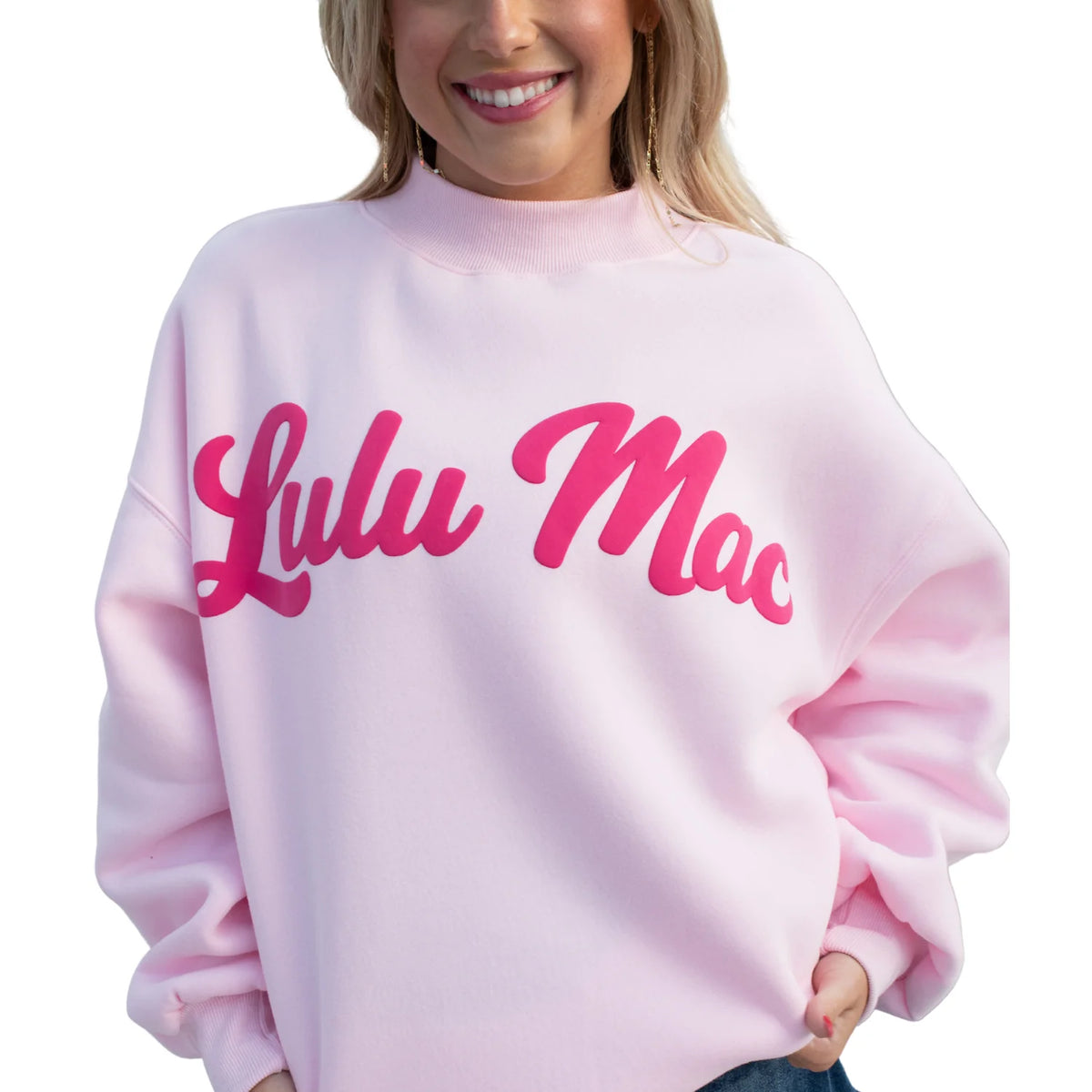 Lulu Mac Script Sweatshirt: Light Pink