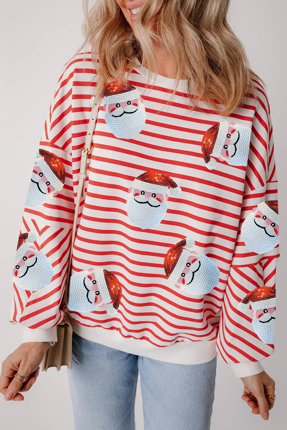 Sequin Santa Striped Sweatshirt