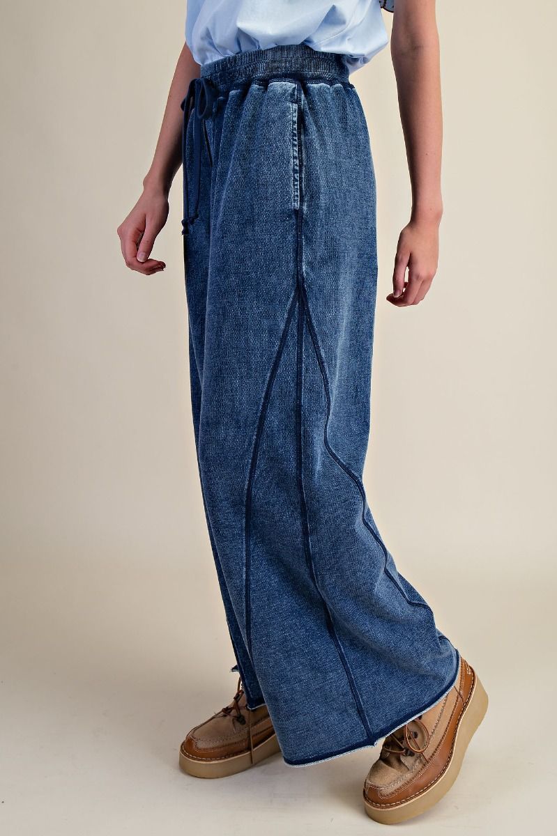 Mineral Washed Terry Wide Leg Pant