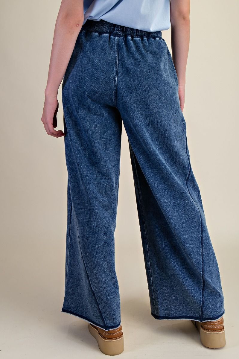 Mineral Washed Terry Wide Leg Pant