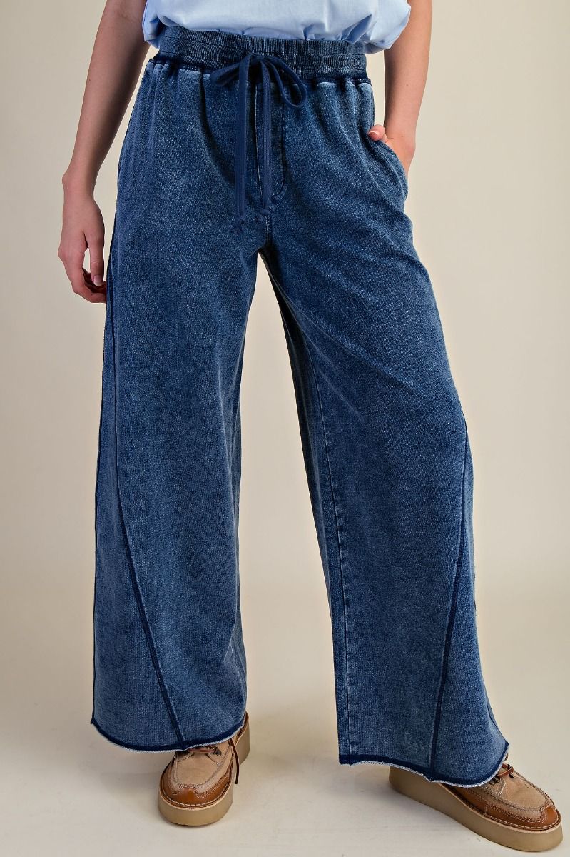 Mineral Washed Terry Wide Leg Pant