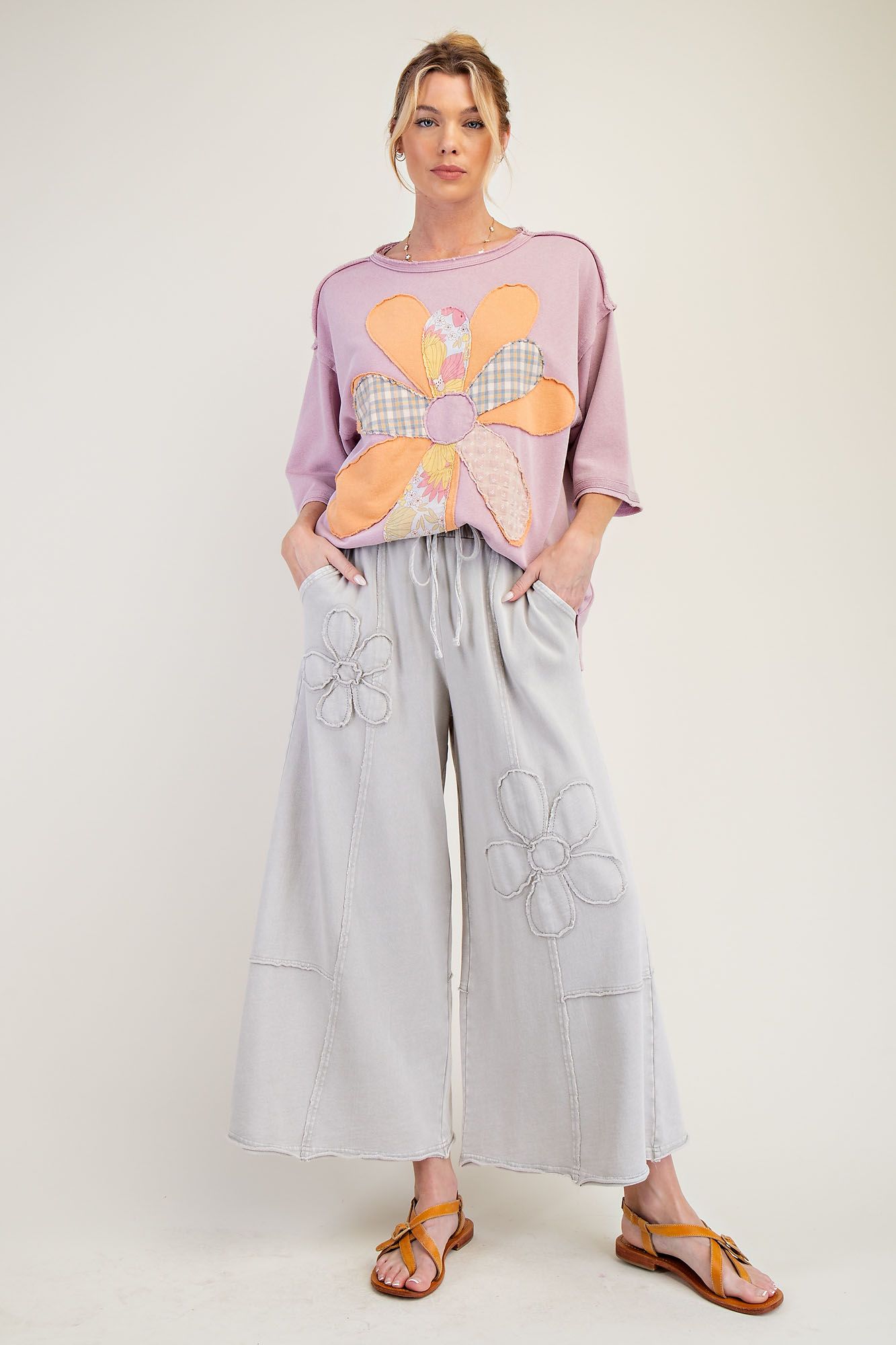 Flower Patch Mineral Washed Knit Pants