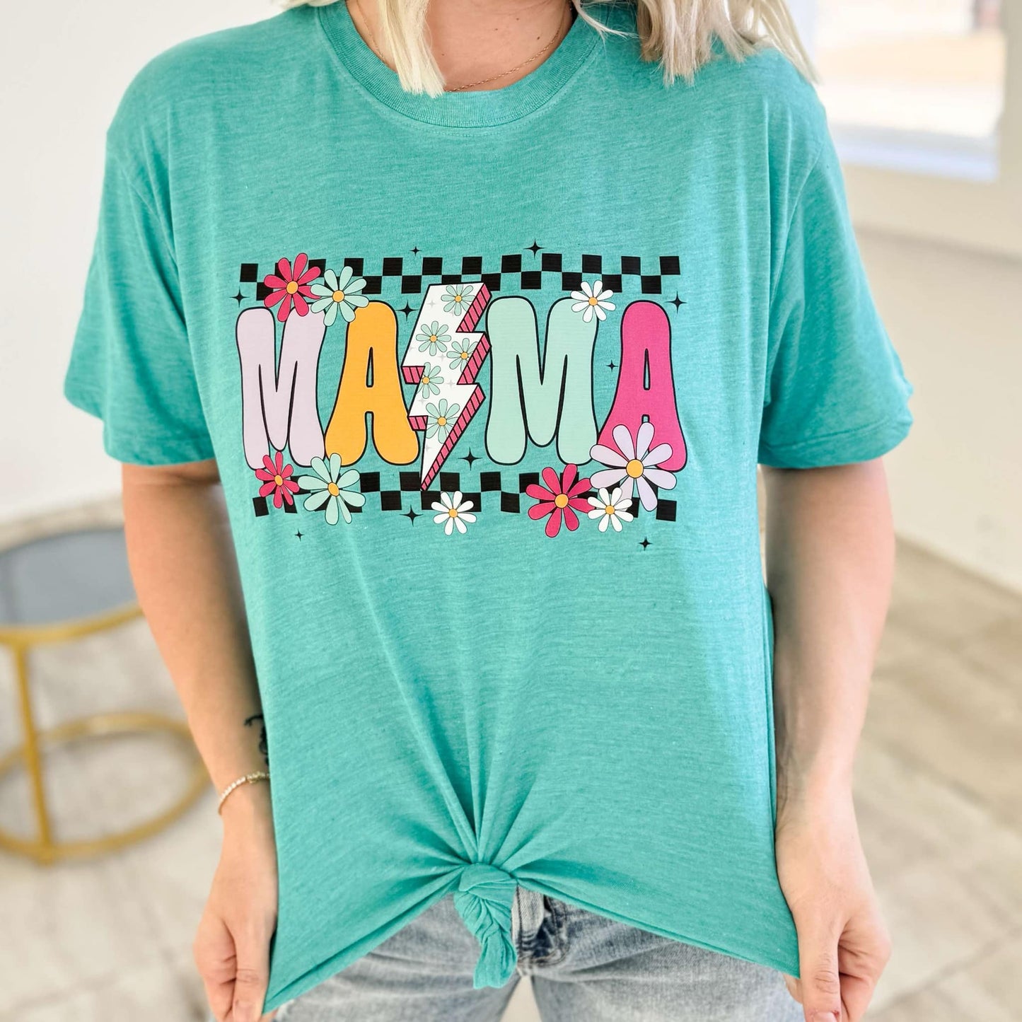 Flower Power Checker Mama Graphic Tee