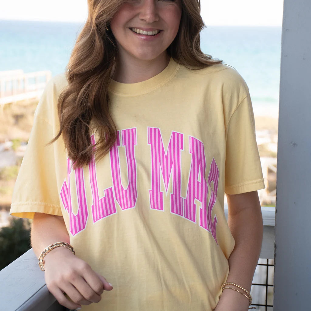 Lulu Mac Stripe Tee: Butter Yellow
