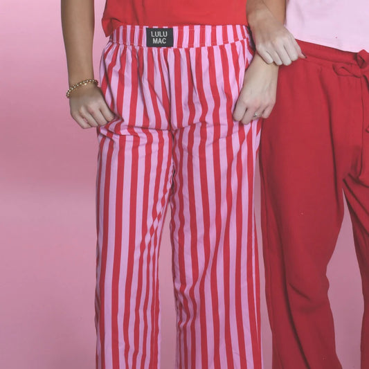 LULU MAC Striped Pant: Red/Pink