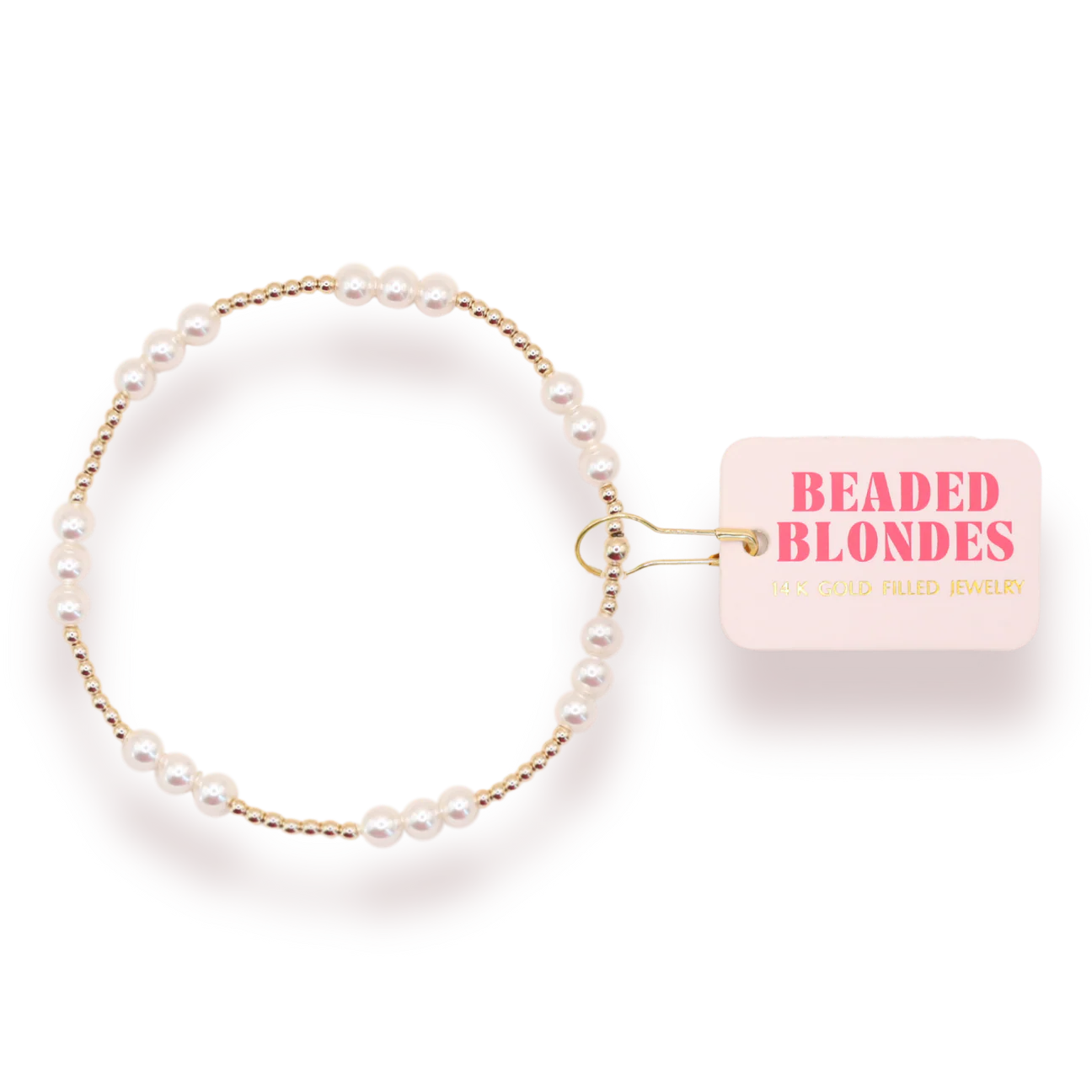 Beaded Blondes: ILY Pearl Bracelet - Gold