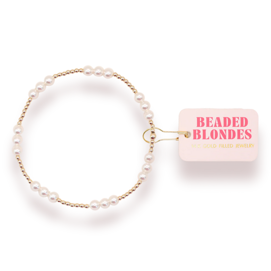 Beaded Blondes: ILY Pearl Bracelet - Gold