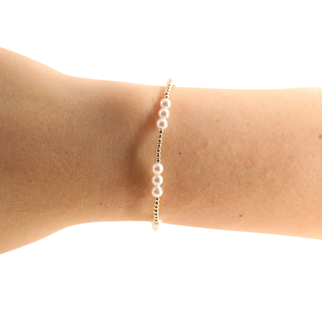 Beaded Blondes: ILY Pearl Bracelet - Gold