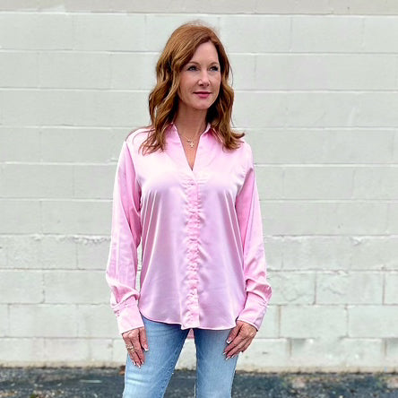 Satin Button Down Blouse (Multiple Colors)