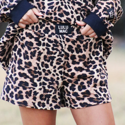 LULU MAC Waffle Knit Shorts-Leopard