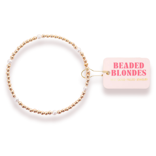 Beaded Blondes: Madi Pearl Beaded Bracelet - Gold