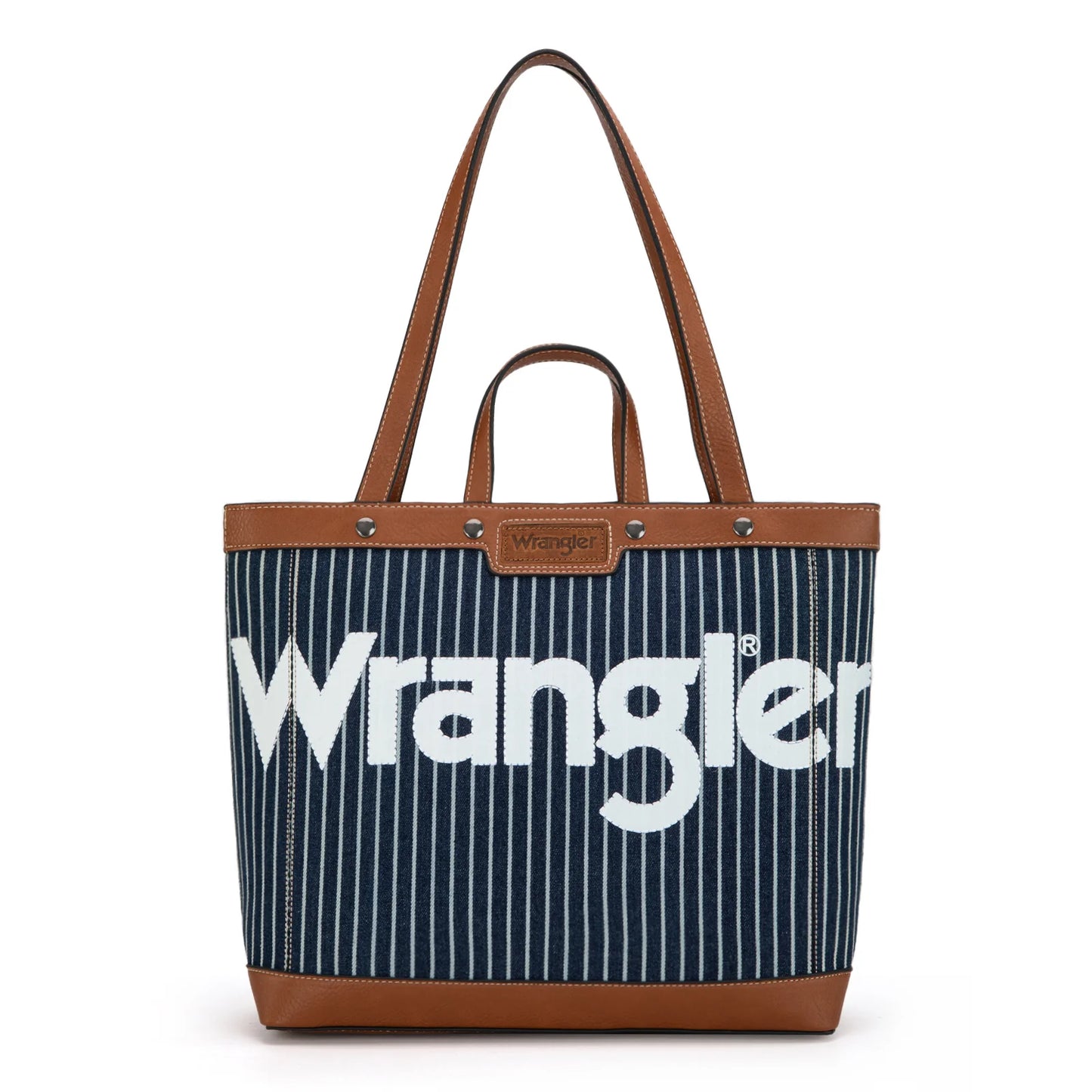 Wrangler Canvas Top Handle Tote/Shoulder Bag - Navy Stripe