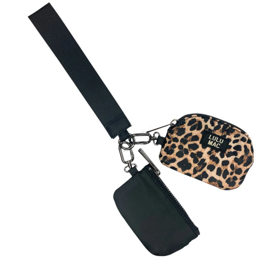 LULU Mac Double Pouch Wristlet: Leopard