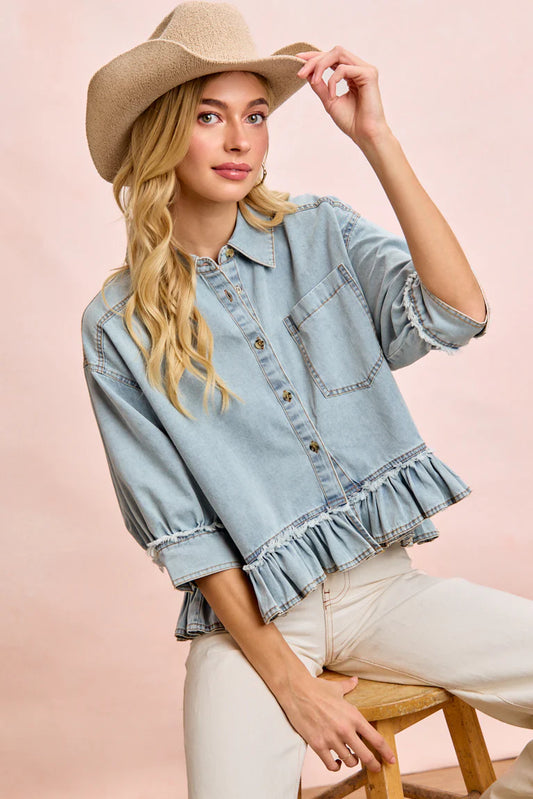 Ruffled Fun Denim Top