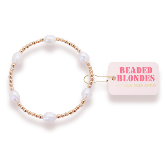 Beaded Blondes: Pearl Poppi Bracelet - Gold
