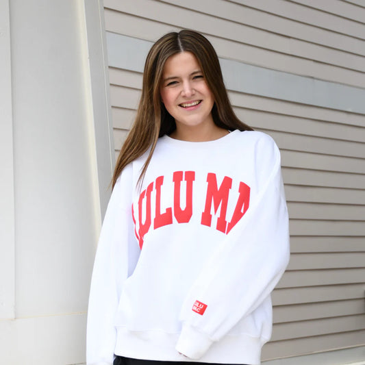 LULU Mac Puff Sweatshirt: White-Red