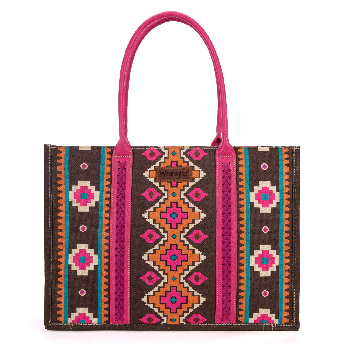 Wrangler Southwestern Pattern Dual Sided Print Canvas Wide Tote