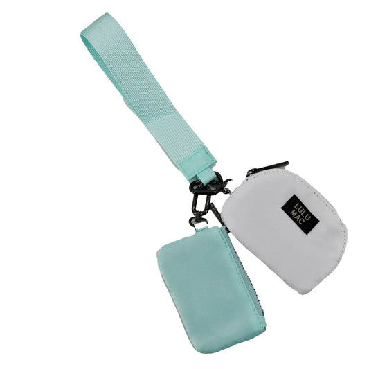 Lulu Mac Double Pouch Wristlet: Mint/White